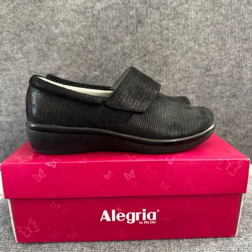 NWB Alegria Laura Black Snake Embossed Leather Loafers LAU-870 Womens 38